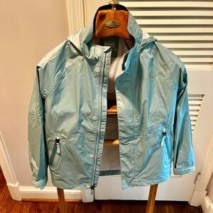 REI Girls Rainwall Rain Jacket Size 10-12 Seafoam